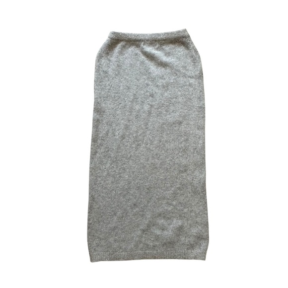 Vintage Midi Pencil Skirt Knit Wool Silk Rabbit Gray Minimalist Size Small - Picture 3 of 6
